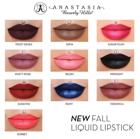 anastasia liquid lipstick colors.